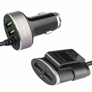 Ładowarka 12/24V 2x USB + 2x USB 5.1A Auto ID, na przewodzie 100cm z klipsem Szybka dostawa