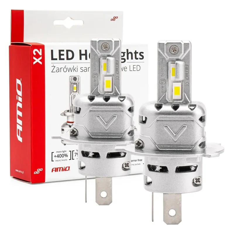 Taniej Żarówki samochodowe LED seria X2 H4/H19 6500K Canbus AMIO-02972