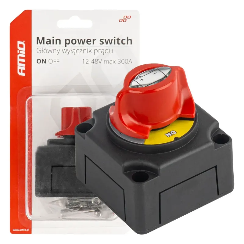Dodaj do koszyka Wyłącznik odłącznik prądu hebel akumulatora 12V - 48V max 300A AMIO-03838