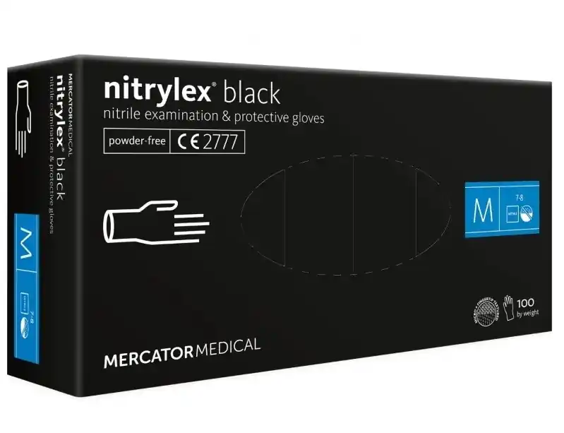 Dodaj do koszyka Rękawice nitrylowe czarne Mercator Nitrylex Basic rozmiar M 100 szt.
