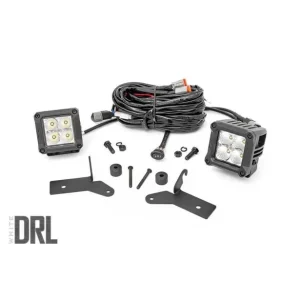 Popularny Reflektory Para Cree LED 2" Kwadratowe Chrome Series DRL Biały Rough Country - Jeep Wrangler JL